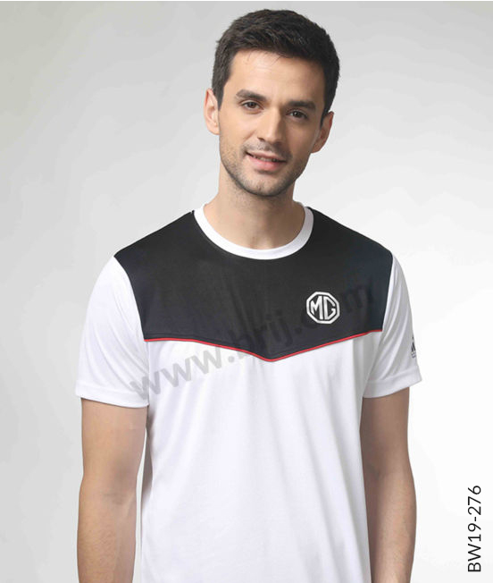 White Colourblocked Round Neck Tee