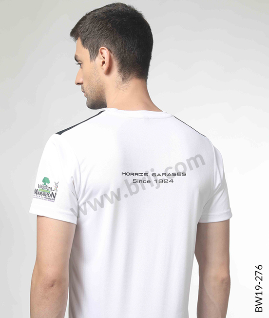 White Colourblocked Round Neck Tee