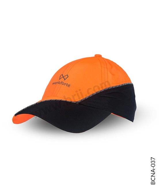 Orange Colourblocked Cap with Reflective Trims