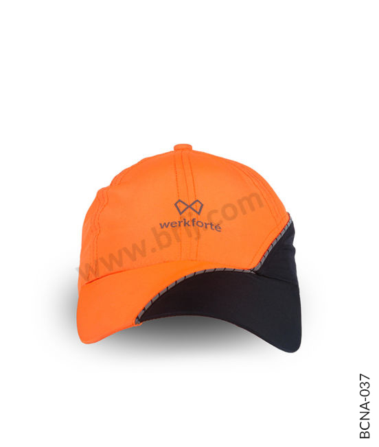 Orange Colourblocked Cap with Reflective Trims