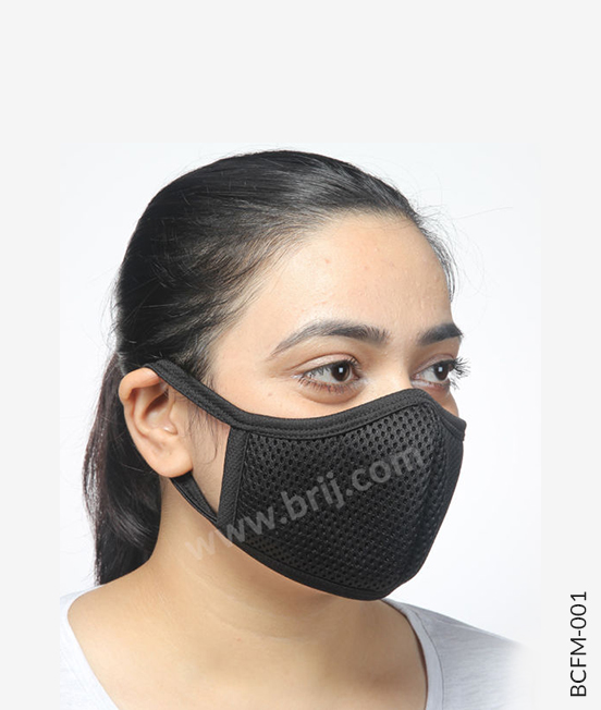 Black Poly Mesh Concave Shape Face Mask