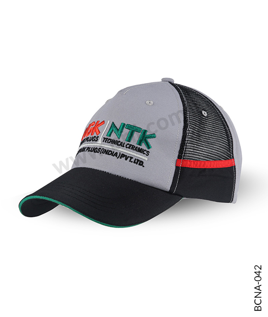 Grey Colourblocked Cap with Poly Mesh