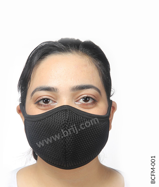 Black Poly Mesh Concave Shape Face Mask