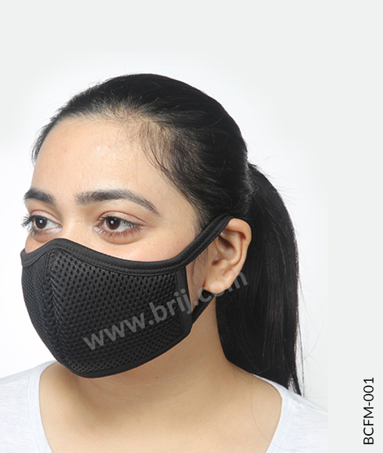 Black Poly Mesh Concave Shape Face Mask