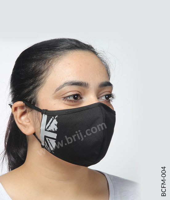 Concave Shape Face Mask with Embroidery & Print
