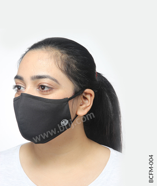 Concave Shape Face Mask with Embroidery & Print