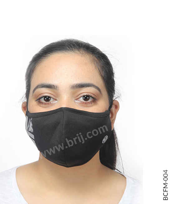 Concave Shape Face Mask with Embroidery & Print