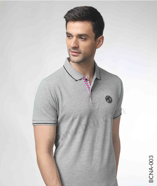 Heather Grey Polo with Custom Made Placket