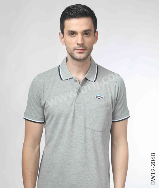 Heather Grey Polo with Contrast Tipping
