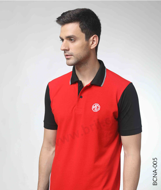 Red Polo with Contrast Sleeves
