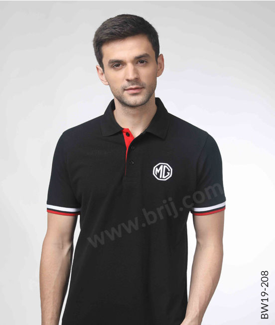 Black Polo with Contrast Cuffs
