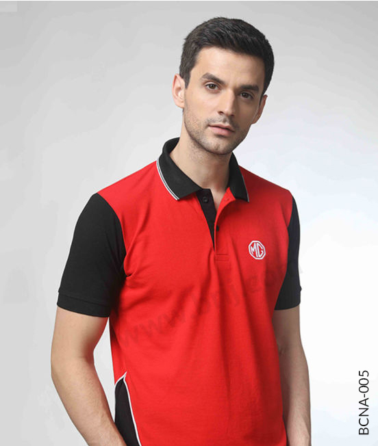 Red Polo with Contrast Sleeves