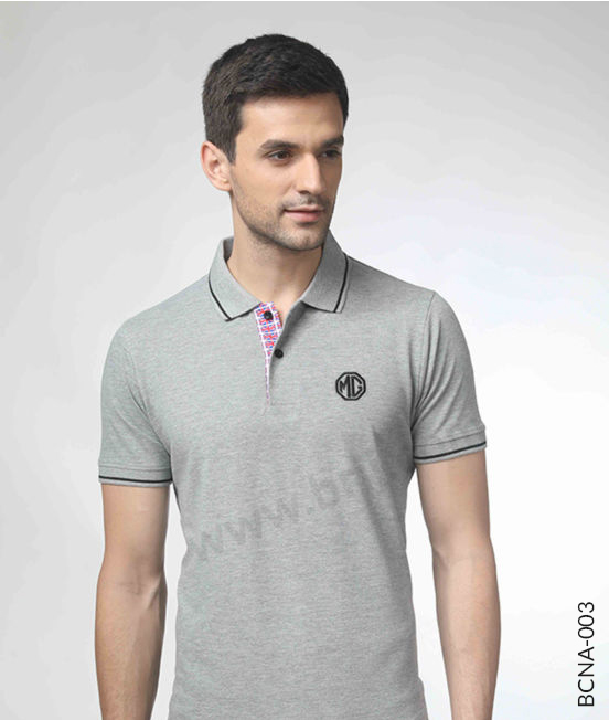 Heather Grey Polo with Custom Made Placket