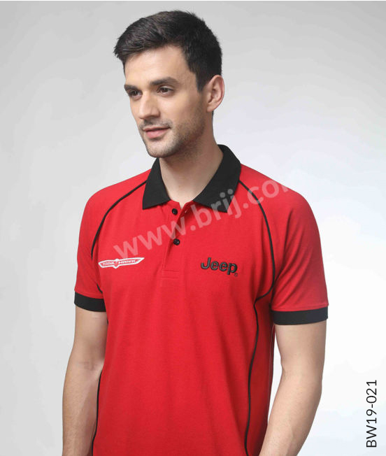 Red Polo with Contrast Piping