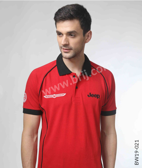 Red Polo with Contrast Piping