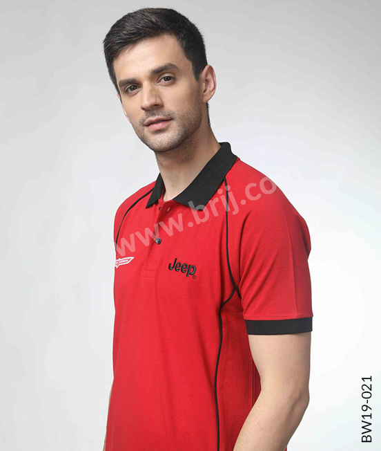 Red Polo with Contrast Piping