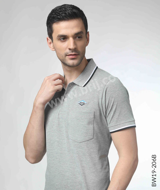 Heather Grey Polo with Contrast Tipping