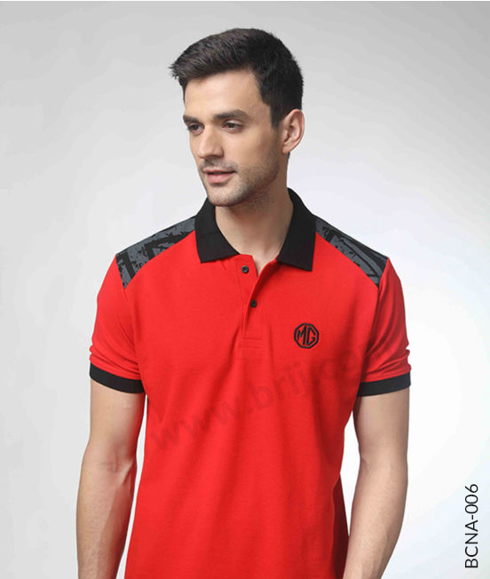 Red Polo with Contrast Shoulder Design