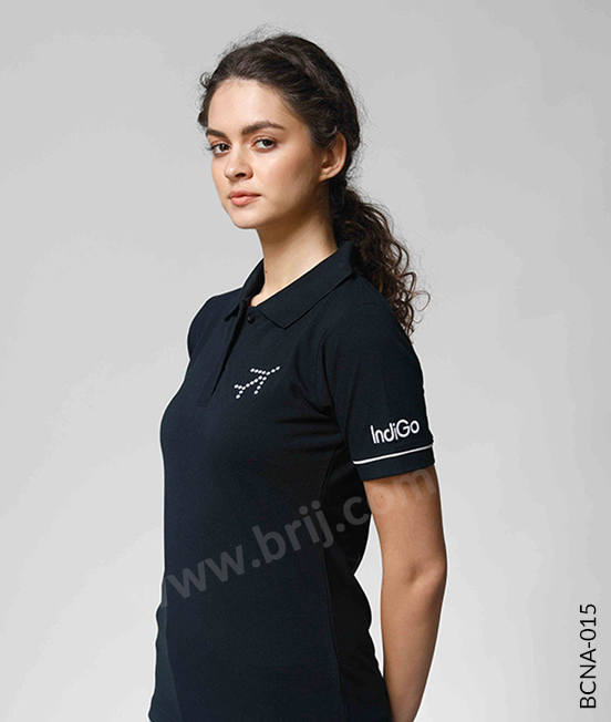 Navy Polo with Contrast Sleeve Piping