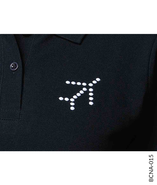 Navy Polo with Contrast Sleeve Piping