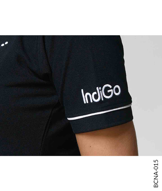 Navy Polo with Contrast Sleeve Piping