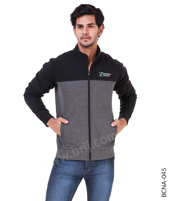Charcoal Colourblocked Bonded Fleece Jacket