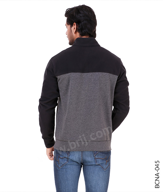 Charcoal Colourblocked Bonded Fleece Jacket