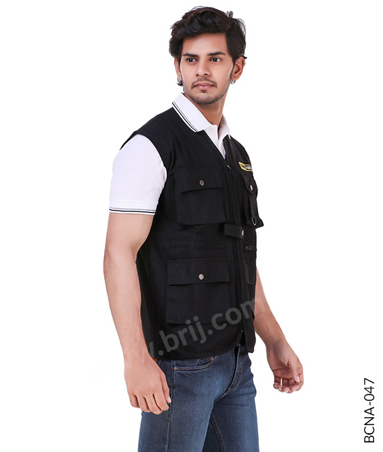Black Sleeveless Utility Jacket