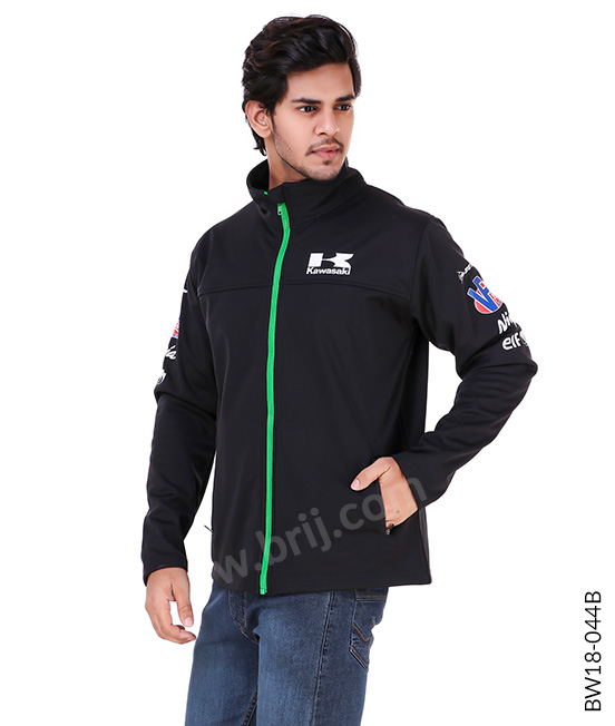 Black Colourblocked Premium Jacket with Contrast Zipper