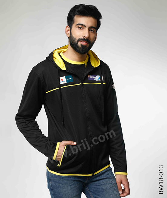 Black Colourblocked Sweatshirt with Hoodie