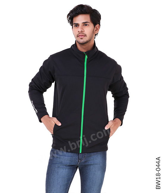 Black Colourblocked Premium Jacket with Contrast Zipper
