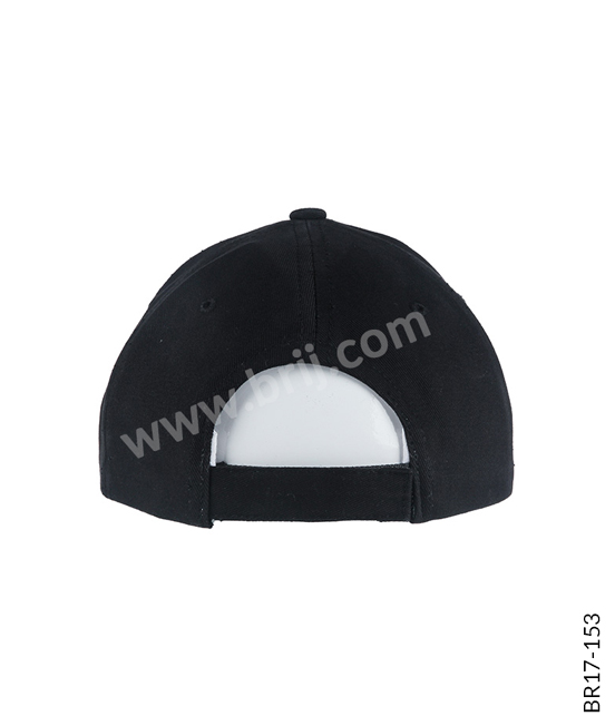 Black 6-Panel Cap with Raised Embroidery