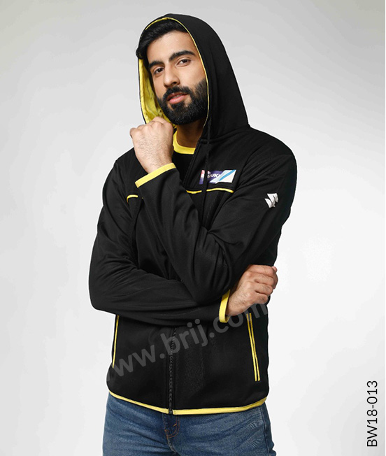 Black Colourblocked Sweatshirt with Hoodie