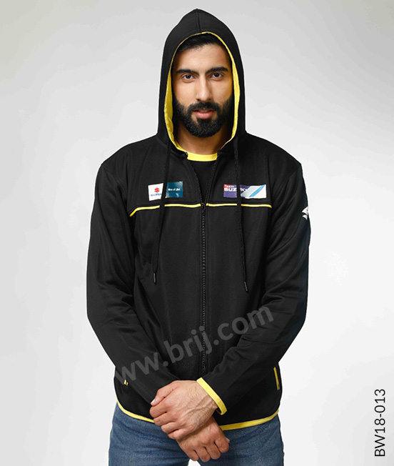 Black Colourblocked Sweatshirt with Hoodie