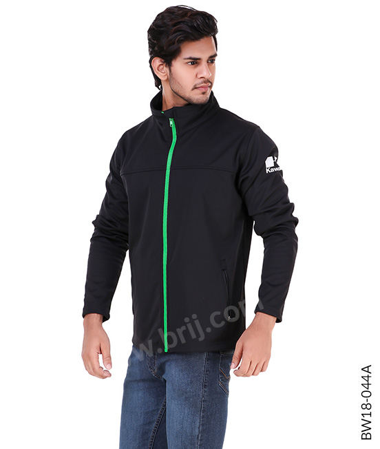 Black Colourblocked Premium Jacket with Contrast Zipper
