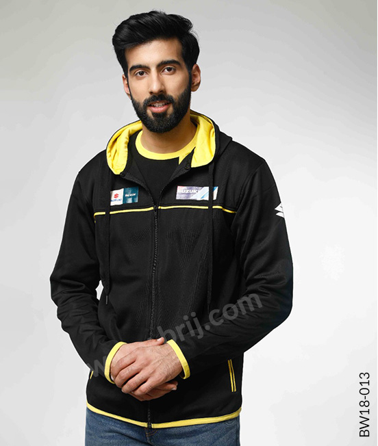 Black Colourblocked Sweatshirt with Hoodie