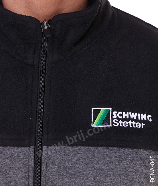 Charcoal Colourblocked Bonded Fleece Jacket