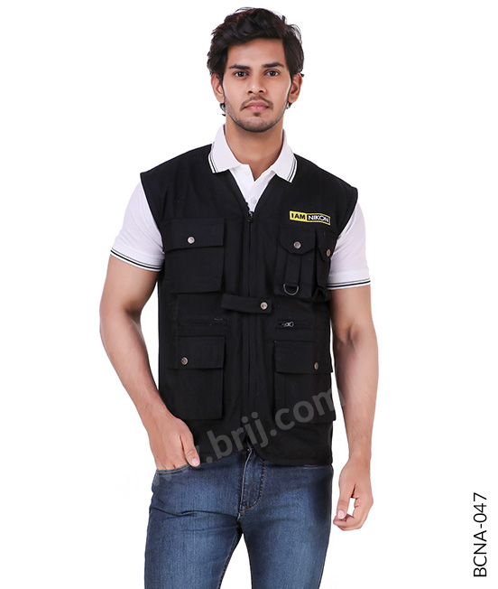 Black Sleeveless Utility Jacket