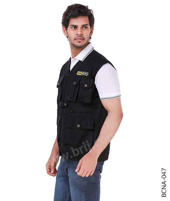 Black Sleeveless Utility Jacket