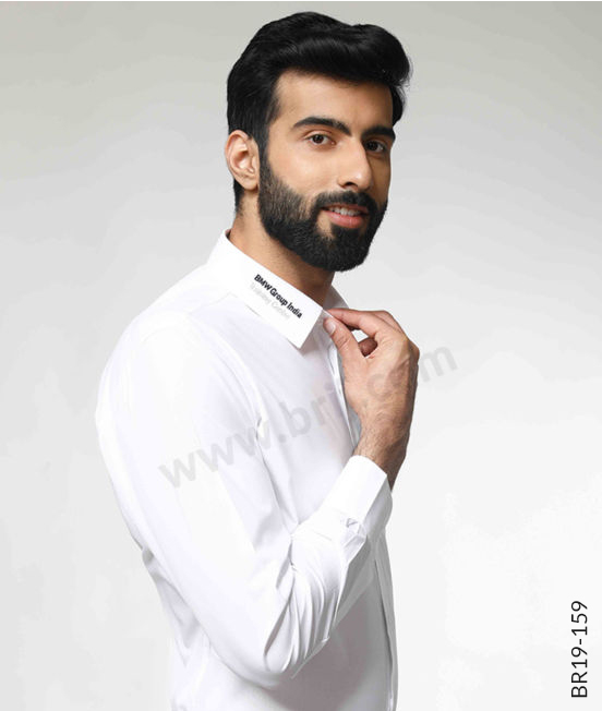 White Formal shirt with Embroidered Collar