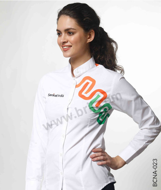 White Full Sleeves Printed Shirt