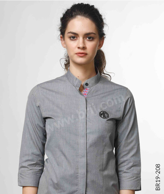 Grey Shirt with Hidden Button Placket