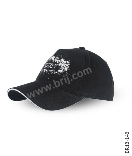 Black 5-Panel Cap with Screen Print Branding