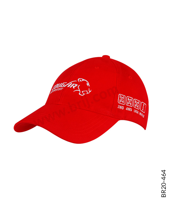 Red 6-Panel Cotton Twill Cap