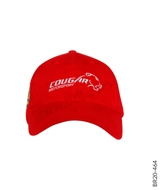Red 6-Panel Cotton Twill Cap
