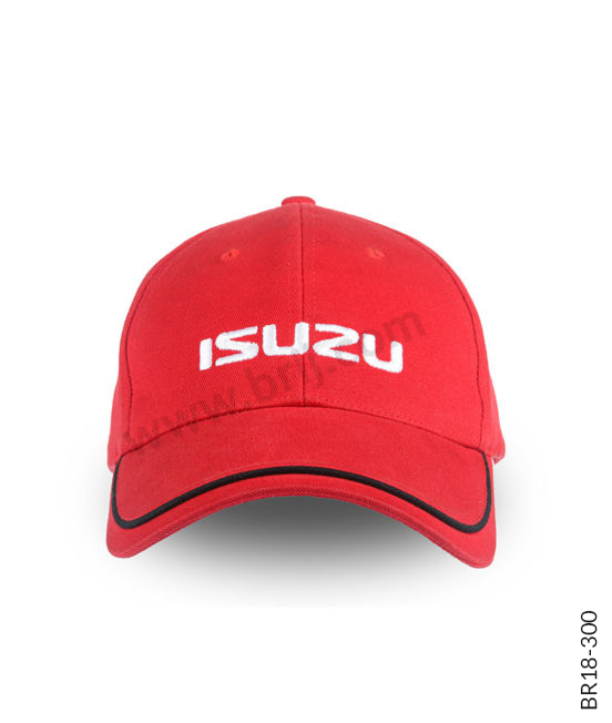 Red 6-Panel Cap with Custom Made Visor