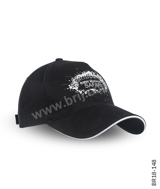Black 5-Panel Cap with Screen Print Branding