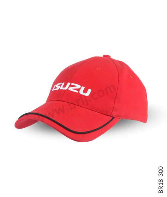 Red 6-Panel Cap with Custom Made Visor