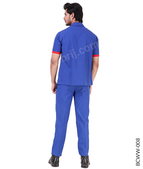 Royal Blue Werkwear Set with Contrast Piping