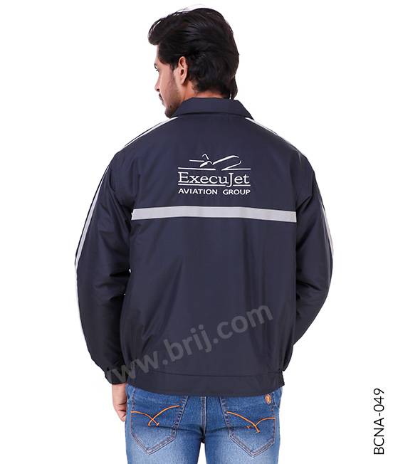 Navy Quilted Jacket with Reflective